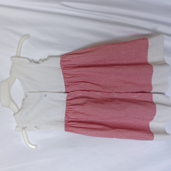 Vintage Little Bitty Baby Sun Dress/Pinafore, sz 5 Gingham Red, ladybugs - Picture 4 of 6